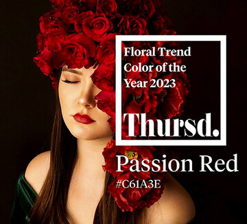 Passion Red verbindet alle mit einer Leidenschaft fr Blumen und Pflanzen miteinander, so die Online-Plattform Thursd. Die Farbe Rot regedie Sinne an und bringe Menschen in Bewegung. Mit der Bekanntgabe der Farbe des Jahres 2023 rief Thursd dazu auf, Floristik in Passion Red auf den sozialen Kanlen unter den Hashtags #thursdtrendcolor2023, #passionredthursd und #trendcolor2023 zu posten, damit sie auf Thursd.com prsentiert werden knnen.
