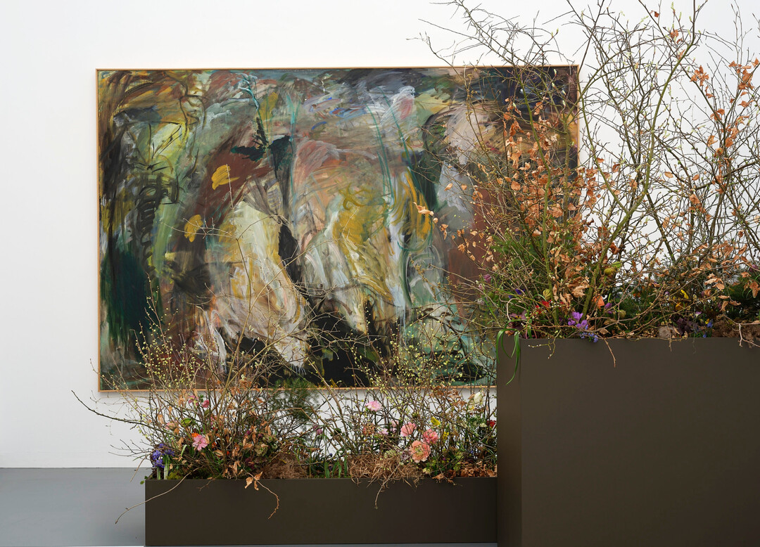 Blumen für die Kunst, Aargauer Kunsthaus
Florale Interpretation: Annika Junghans, Basel; Werk: Per Kirkeby, Ohne Titel, 1980;
Aargauer Kunsthaus / Schenkung Dr. Heinrich E. Schmid zu Ehren von Beat Wismer, 2009