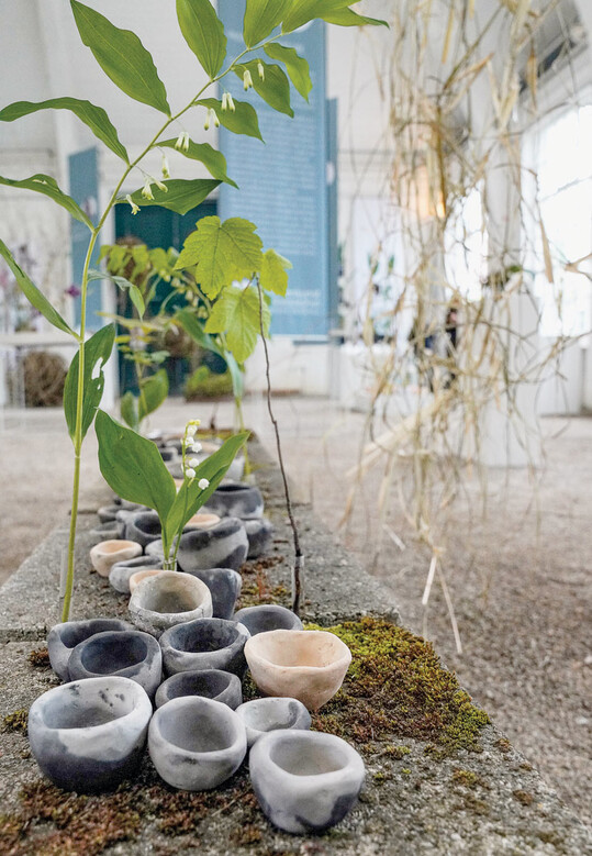 Zurck zur Natur: In der Lebenseinstellung von Magdalena Winberger ist Nachhaltigkeit fest verankert. Sie ernhrt sich vegan, ist Teil der Slowflower- Bewegung und kam nach Weihenstephan, weil naturinspiriertes Gestalten an der Schule eine wichtige Rolle spielt. Mit Werkstoffen aus der Natur und Techniken gestalten, die ohne Steckschaum auskommen, das ist ihr Ziel. Inspiriert durch das Fach Nachhaltiges Gestalten und Bionik entschied sie sich, in ihrer Projektarbeit Gefe aus Lehm zu brennen, und zwar nicht im Brennofen, sondern auf offenem Feuer und in einer groen Grube.