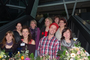 Alle Teilnehmer/-innen, vorne (v. l. n. r.): Anna Sehring, Nina Becker, Maxim Wagner, Magdalena Ltzer. 2. Reihe (v. l. n. r.): Stefanie Krmer, Silke Weimer, Karolin Fleck, Franziska Arnold, Bianka Rhlemann.