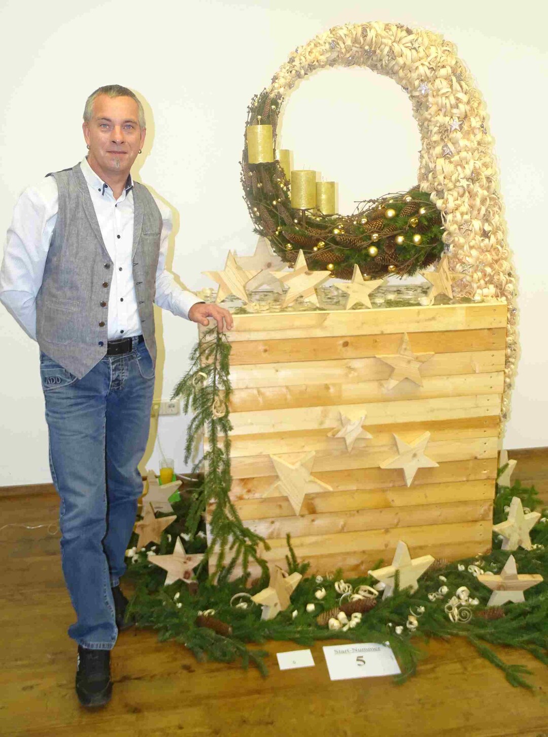 Gerald Garstenauer erreichte mit seinen Kranz aus Fichte den 2. Platz.