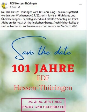 Die Jahrestagung FDF Hessen-Thringen findet im Juni 2022 statt.