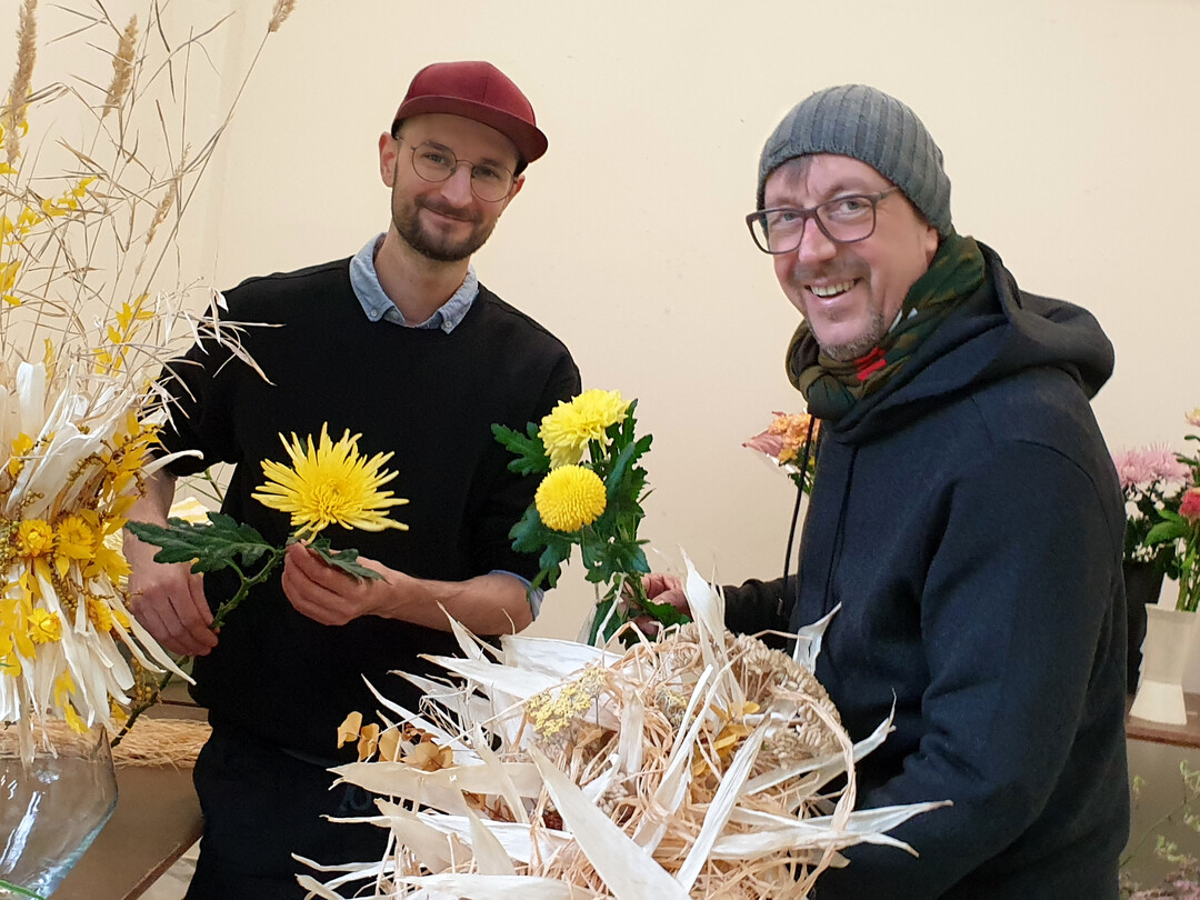 Die FDF-Trend-Experten Manfred Hoffmann und Oliver Ferchland sind begeisterte Chrysanthemen-Fans.