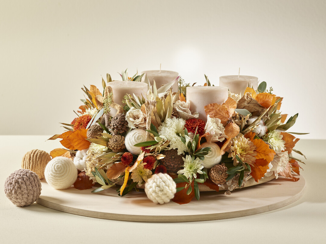 Der Adventskranz "Cosy time" aus dem Thema "Cosy Caramel".