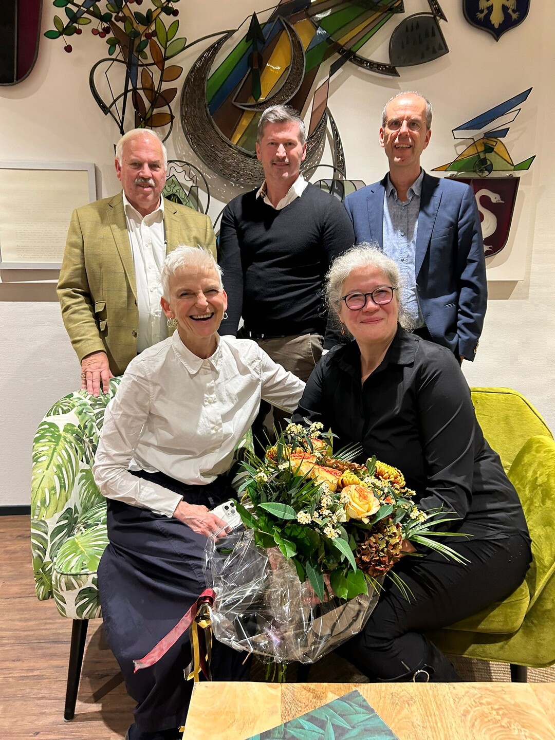 Der neue Florint-Vorstand: Lena Stryjska und Kerstin Dallmann mit Prsident Simon Ogrizek aus Slowenien,  Brian Wills-Pope aus Grobritannien und Marco Maasse aus den Niederlanden.