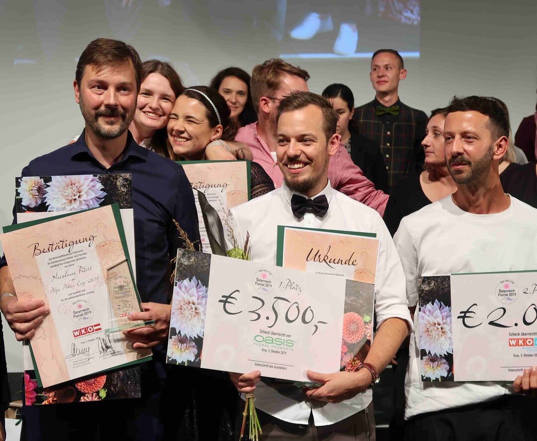 Die Gewinner des Alpe-Adria-Cup (v.l.n.r): Nicolaus Peters (3. Platz), Sieger Johannes Struber und Bernhard Pesendorfer (2. Platz).