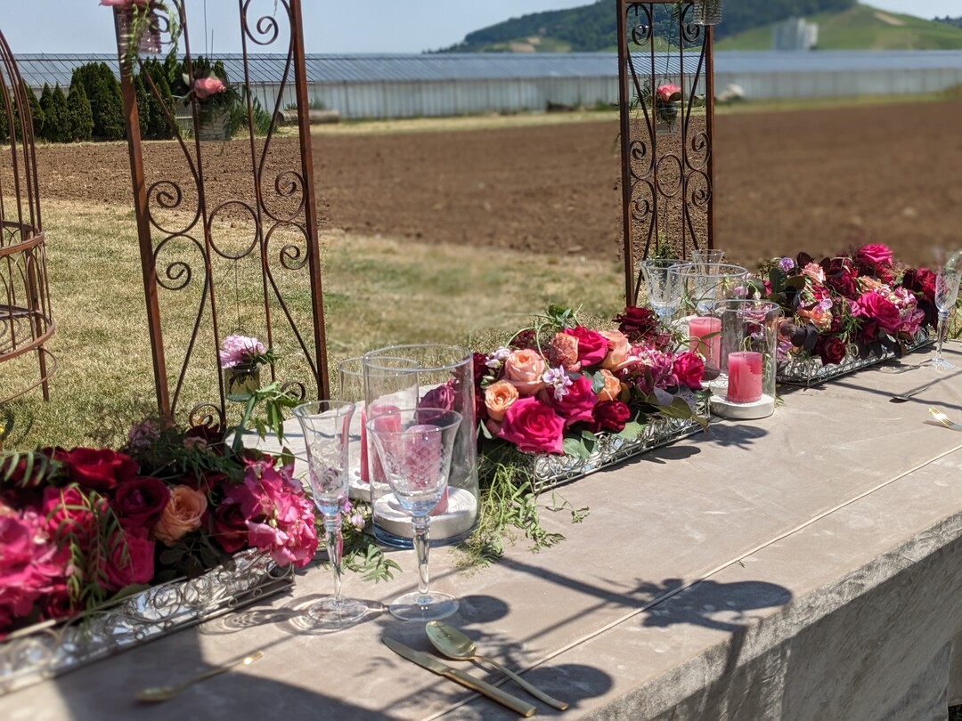 Tischschmuck fr eine lange Tafel