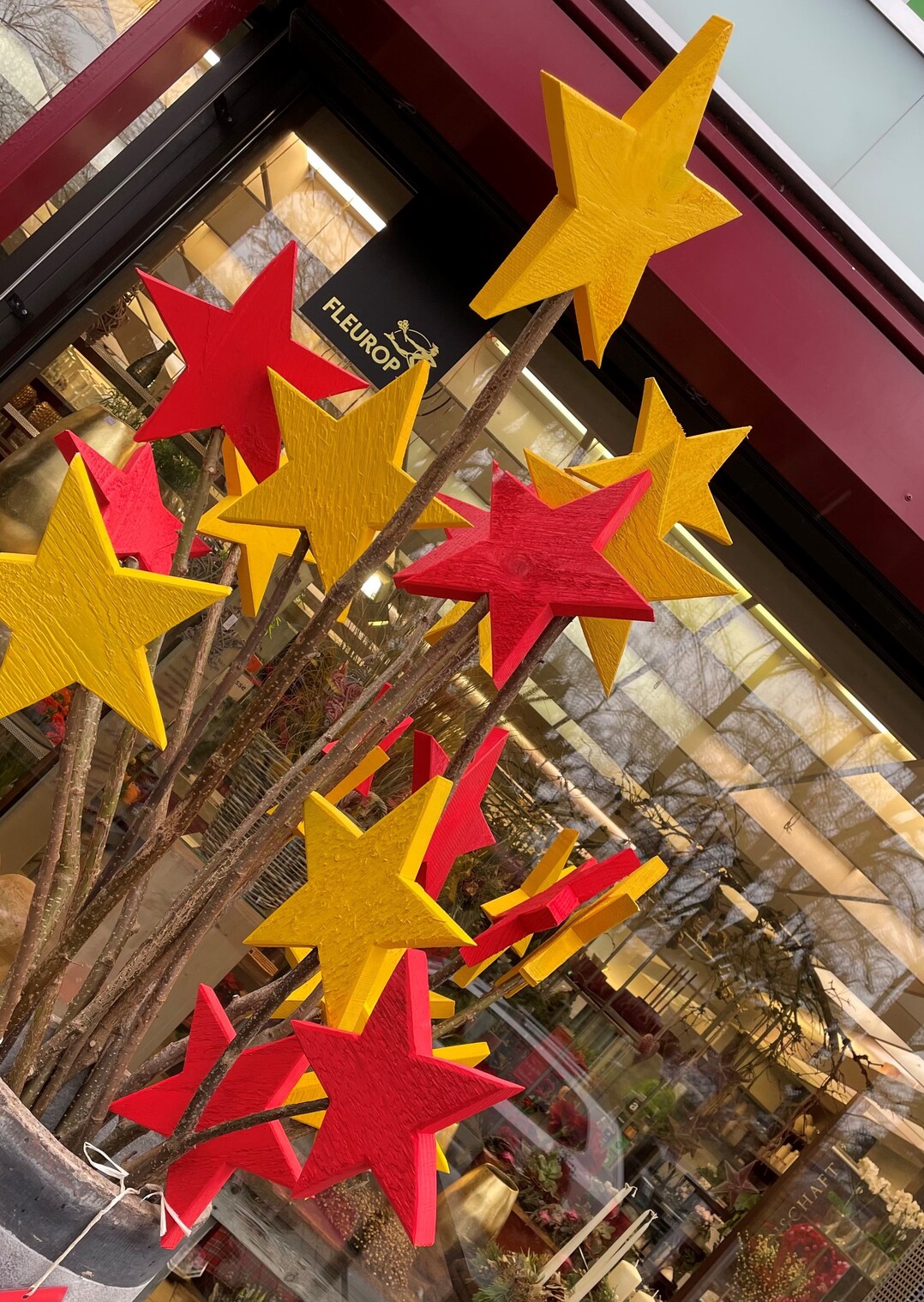   Aktion fr einen guten Zweck: Holzsterne bei Chrysanthem, Darmstadt 