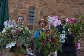 Siegerehrung (v.l.n.r.): Mariam Gujejiani (2. Platz), Liam Stenzel (1. Platz) und Cody Bridges (3. Platz).