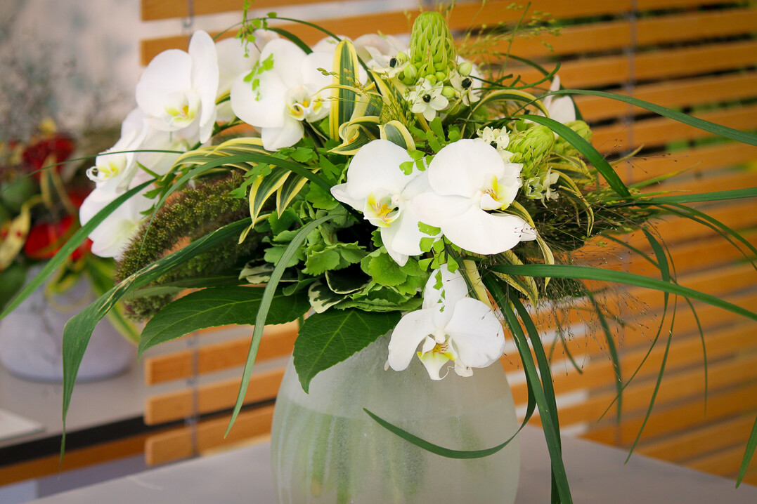 Auch Orchideen machen sich wunderbar im Bund. Im klassischen Wei auch perfekt fr den Bund der Ehe.