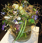 Der Siegerstrauß von Jacqueline
Feikert war nur etwa 20 cm groß,
aber liebevoll und detailreich mit
einer Vielzahl kleiner Frühjahrsblüher
gebunden.