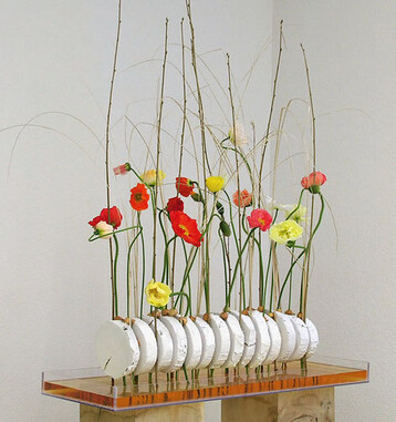 Thomas Grhbhl belegte mit diesem Werkstck mit Mohn den
1. Platz in der Gruppe der Floristen.