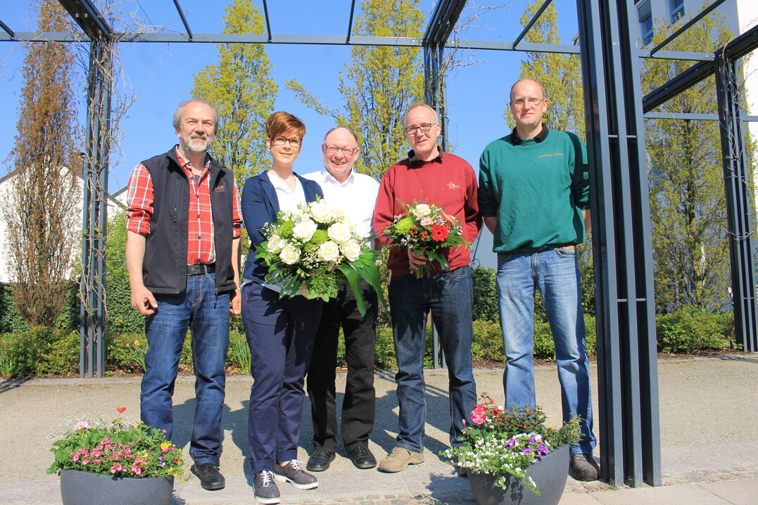 Vorfreude bei den Initiatoren (v.l.): Jrgen Lange (Langes Blumenhof), Vera Pladwich (Reilard Floristik), LGS-Geschftsfhrer Heinrich Sperling, Matthias Bee (Bee wie Blumen) und Sebastian Tofall (Tofalls Blumenecke).